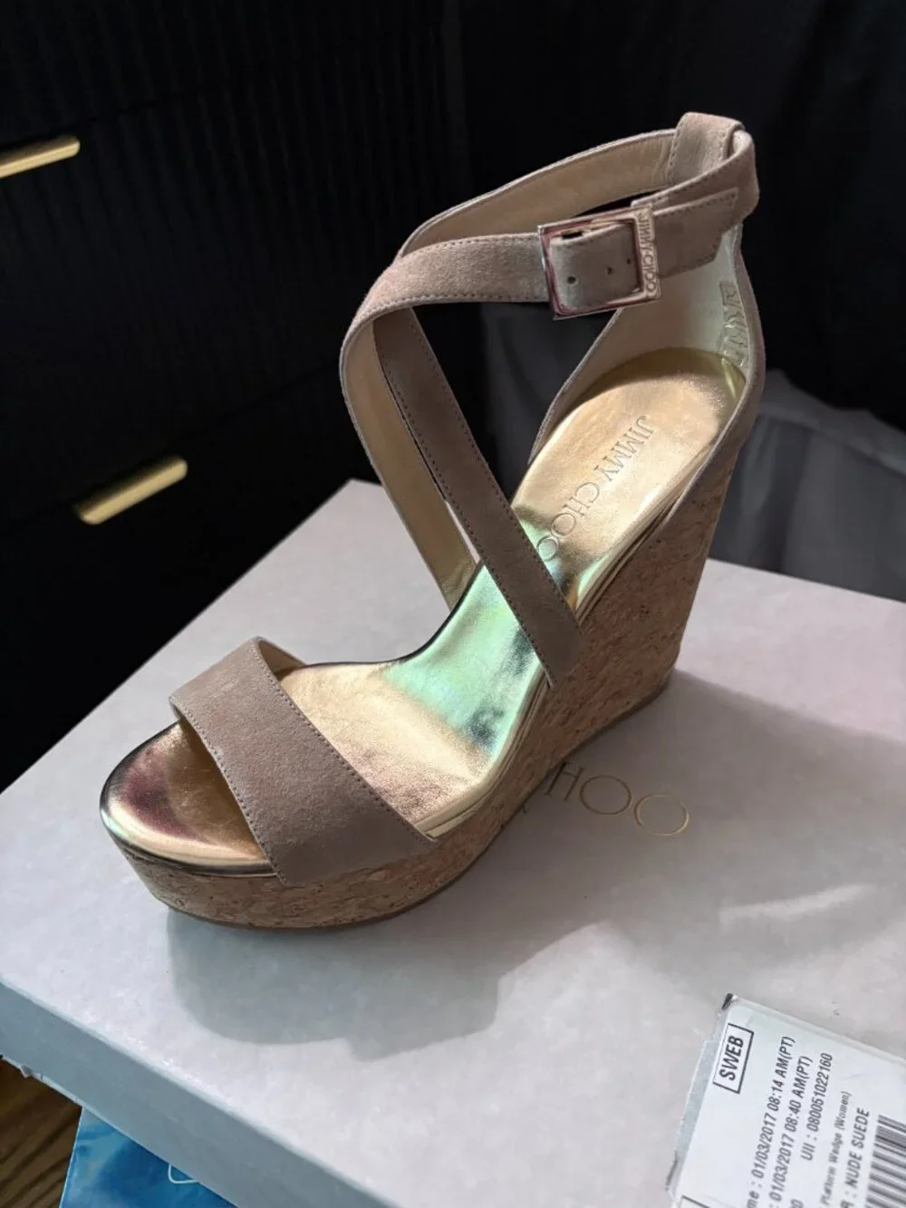Jimmy Choo Portia wedge sandals 8/38